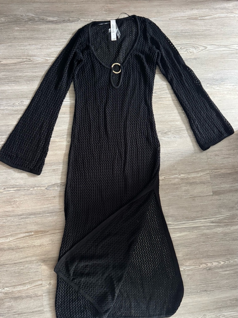 Victoria's Secret Black Knit Maxi Dress with Ring Accent